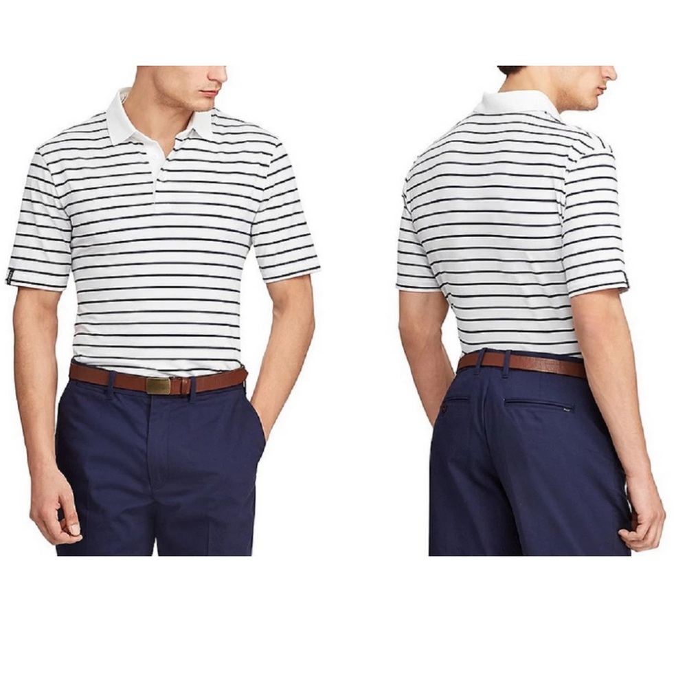 Polo Golf Ralph Lauren White and Black Striped Polo Shirt Size XXL